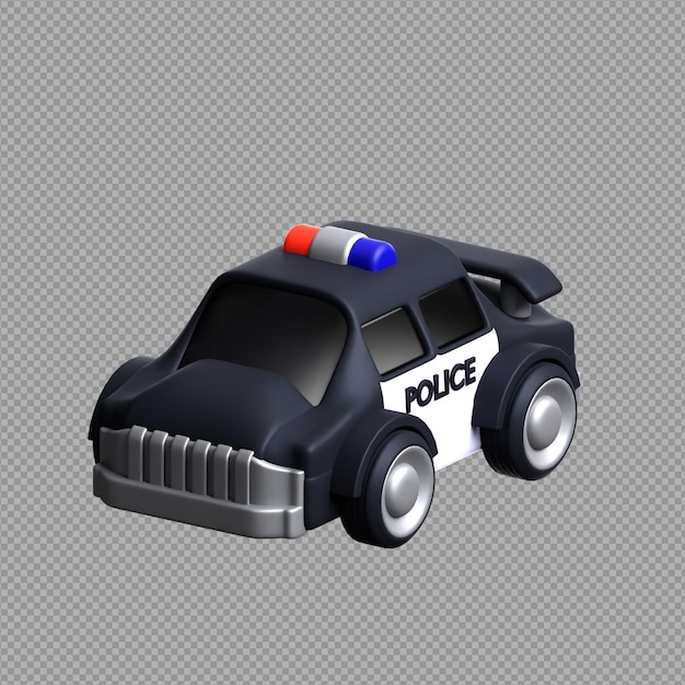 PSD ilustración 3d de una ambulancia de taxi de policía utilizada para viajar con fondo claro