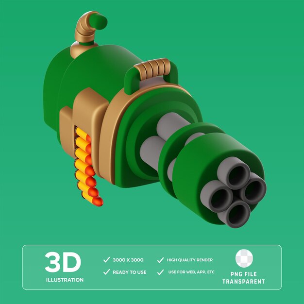 Ilustración 3D de la ametralladora PSD