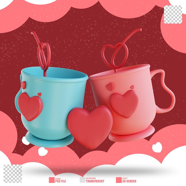 PSD ilustración 3d amor bebida 2