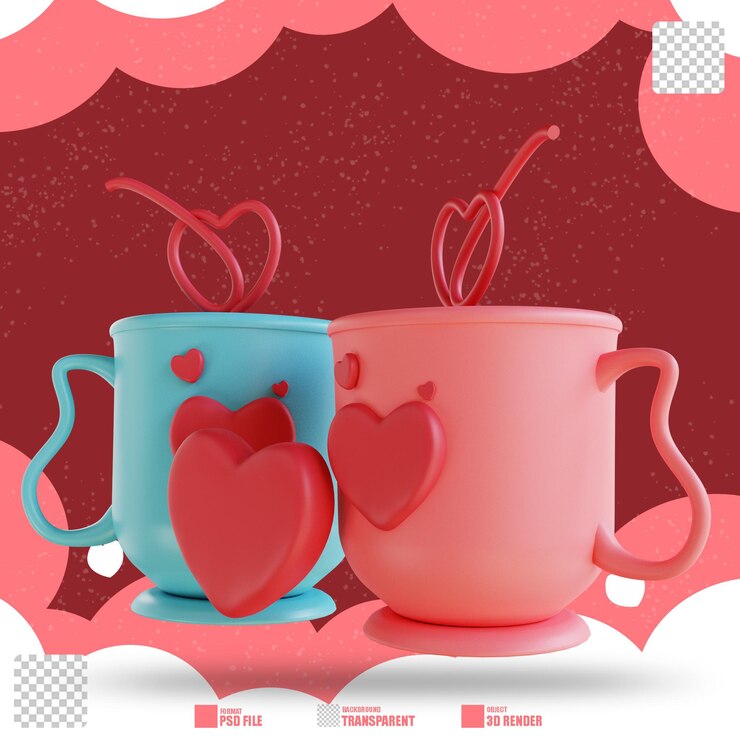 PSD ilustración 3d amor bebida 3