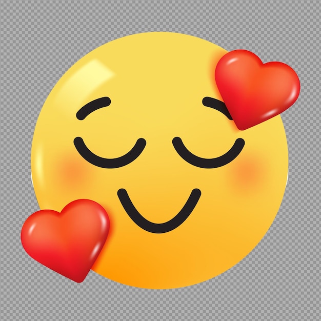 PSD ilustración en 3d del amor emoji del icono de la cara del corazón