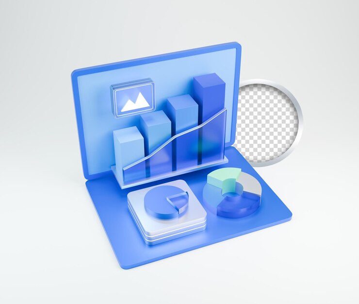 PSD ilustración 3d de análisis de datos con un gráfico de información
