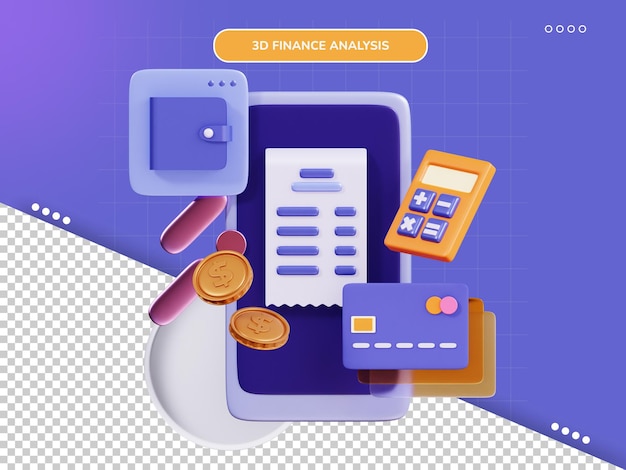 Ilustración 3d de análisis financiero