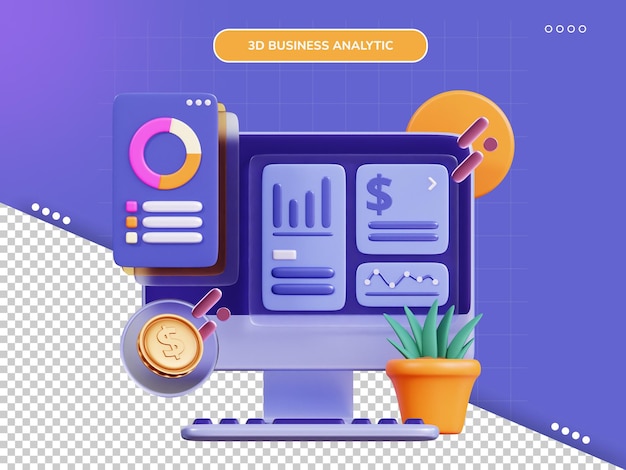 Ilustración 3d de análisis de negocios