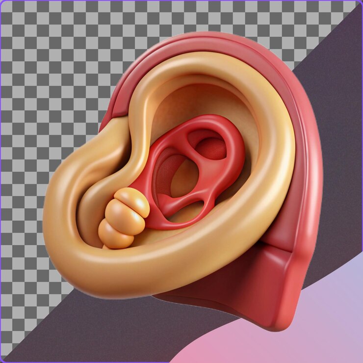 PSD ilustración 3d de la anatomía del oído