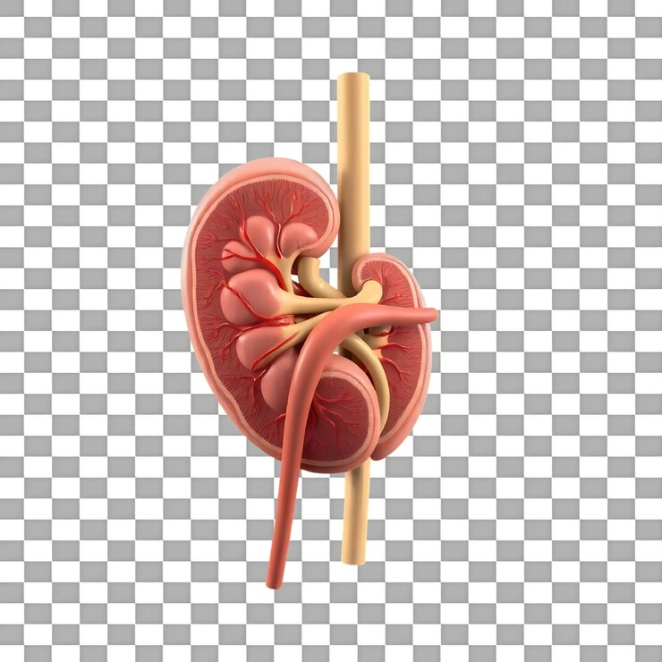 PSD ilustración en 3d de la anatomía del riñón humano