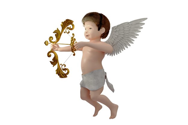 Ilustración 3d ángel cupido para el día de san valentín y tarjeta de felicitación sobre fondo transparente