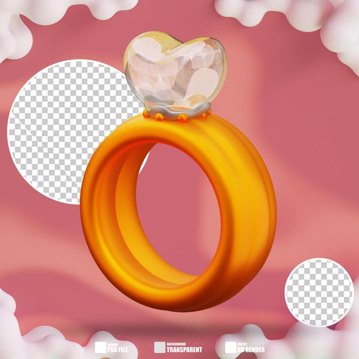 PSD ilustración 3d de los anillos de amor 3