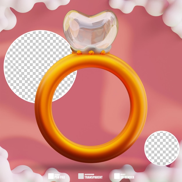 PSD ilustración 3d de los anillos de amor 4