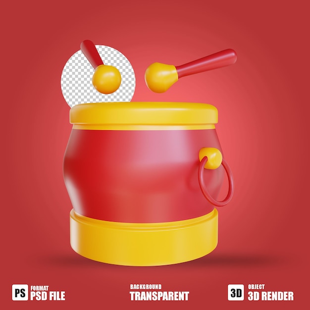 Ilustración 3d año nuevo chino con instrumento musical chino dagu 3