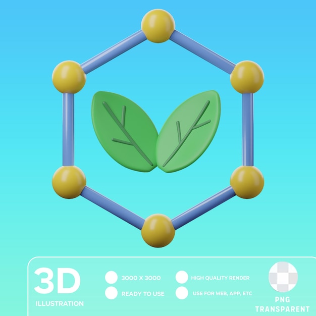 PSD ilustración 3d de los antioxidantes de psd