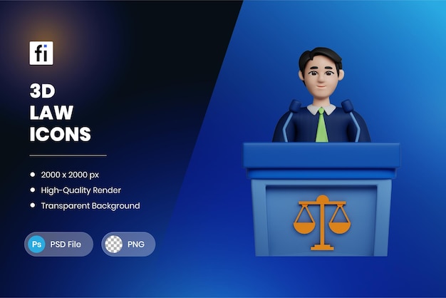 Ilustración 3D Apelación de la aplicación de la ley