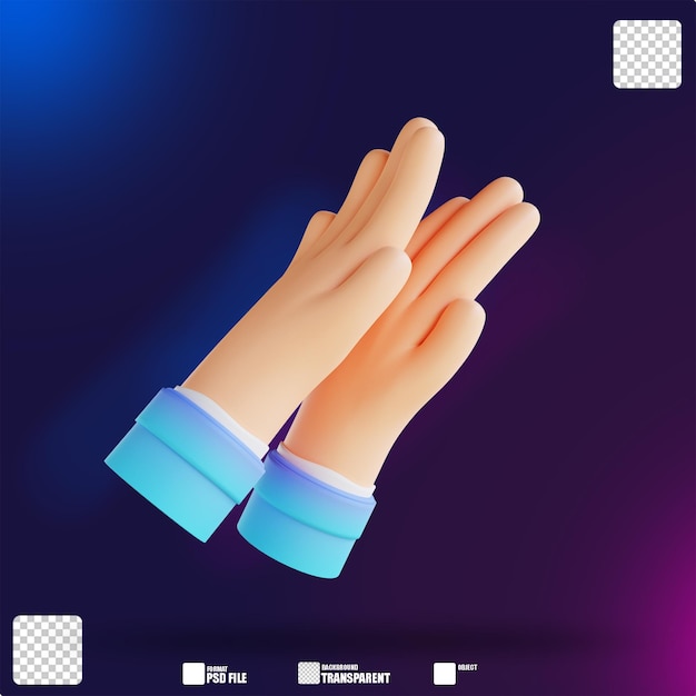Ilustración 3D aplaudir gestos con las manos 2