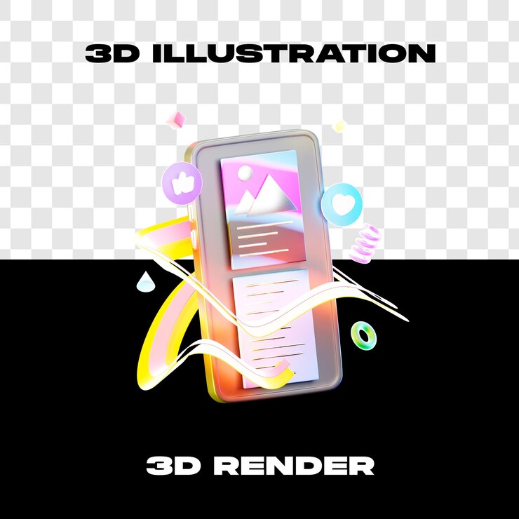 PSD ilustración 3d aplicación móvil render 3d icono 3d de alta resolución con fondo transparente