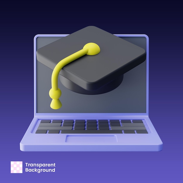 Ilustración 3D de aprendizaje a distancia en línea