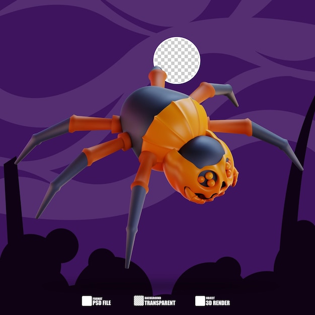 PSD ilustración 3d de una araña de halloween 2