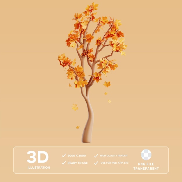 Ilustración 3D del árbol de arce PSD