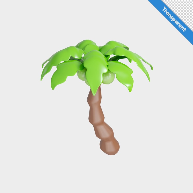 PSD ilustración en 3d del árbol de coco