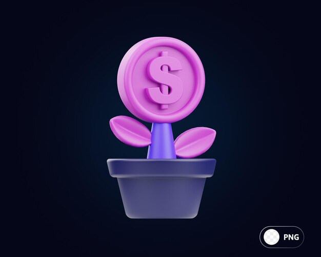 Ilustración 3d de árbol de dinero