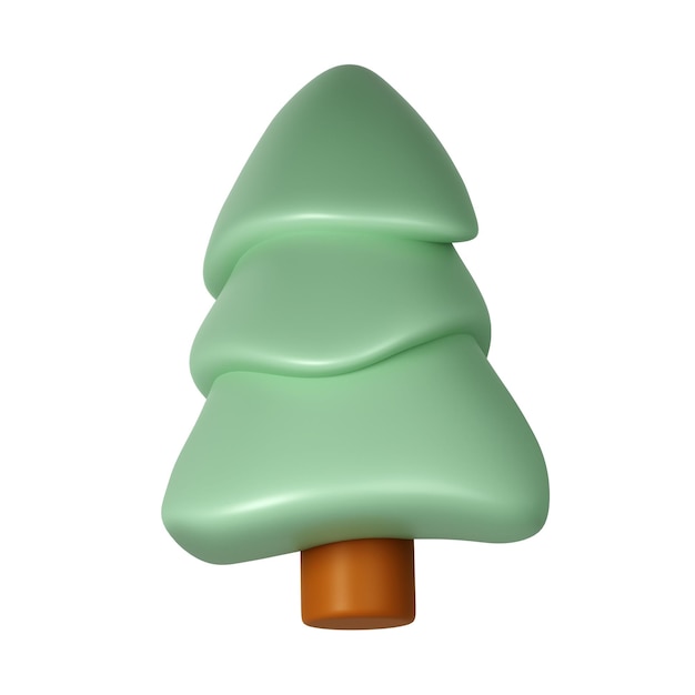Ilustración 3d del árbol de Navidad Elemento de vacaciones aislado Render Abstracto Árbol de hoja perenne