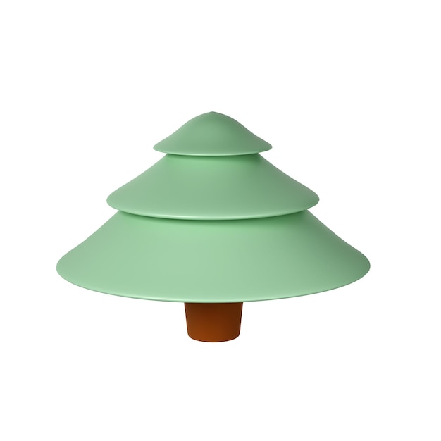 Ilustración 3d del árbol de Navidad Elemento de vacaciones aislado Render Abstracto Árbol de hoja perenne