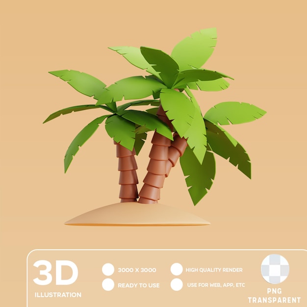 PSD ilustración 3d del árbol de palma de psd