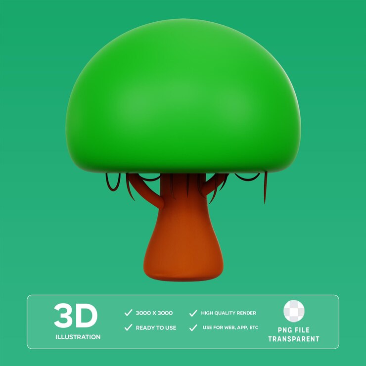 PSD ilustración 3d del árbol psd