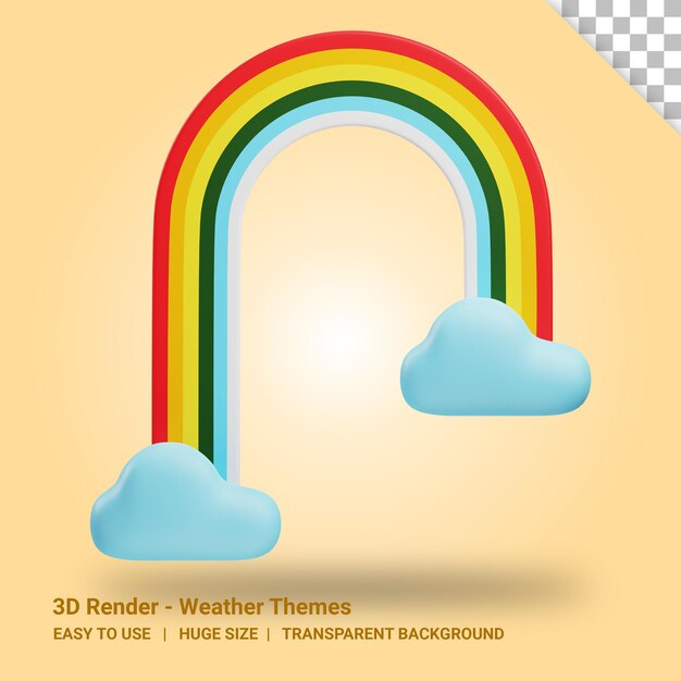 Ilustración 3d del arco iris con fondo transparente