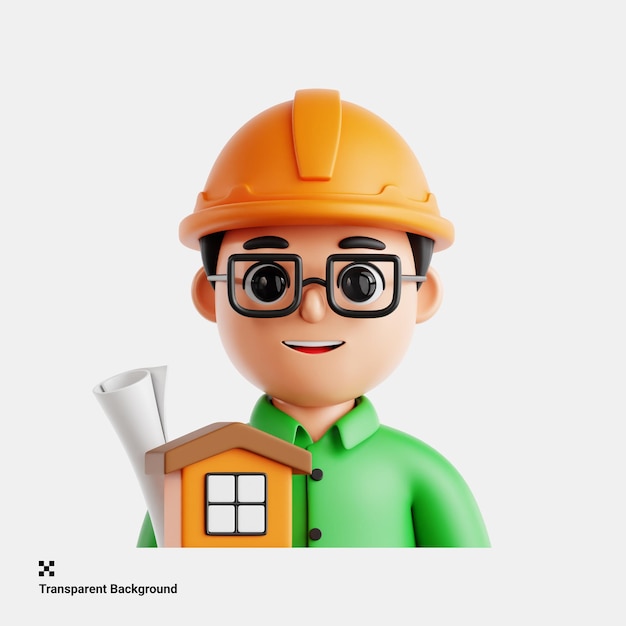 Ilustración 3D de un arquitecto listo para diseñar estructuras modernas