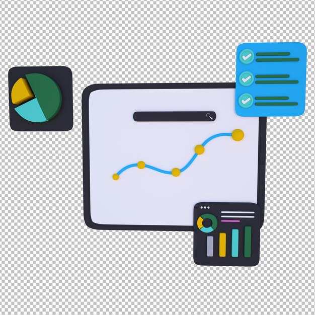 PSD ilustración 3d arte conceptual diseño business analytics