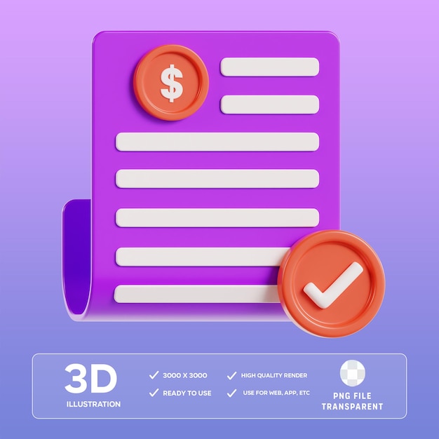 Ilustración 3D del artículo pagado por PSD