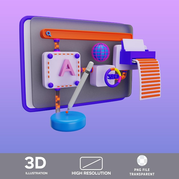 Ilustración 3D del artículo web de PSD