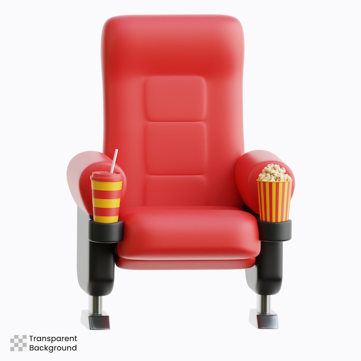 PSD ilustración en 3d del asiento del cine