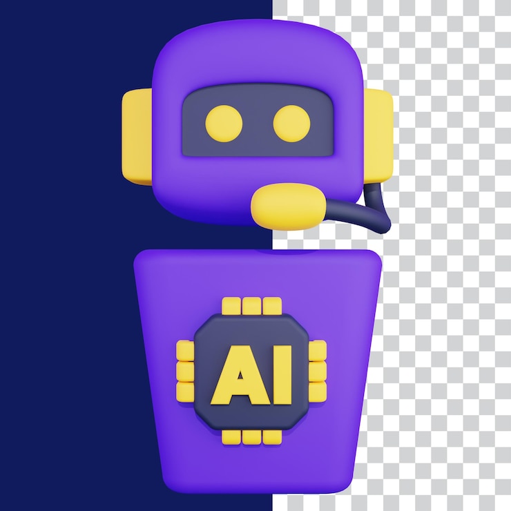 PSD ilustración 3d del asistente virtual de inteligencia artificial