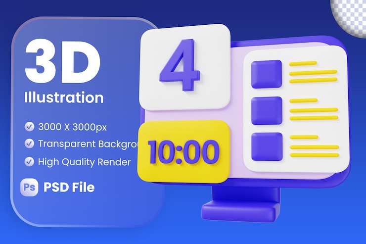 PSD ilustración 3d de asistente virtual profesional