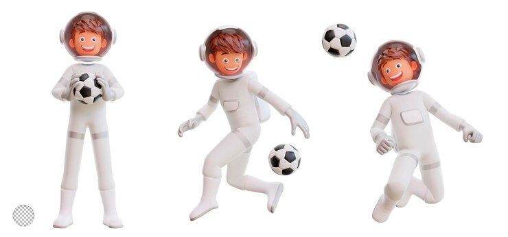 PSD ilustración 3d astronauta astronauta haciendo diferentes acciones