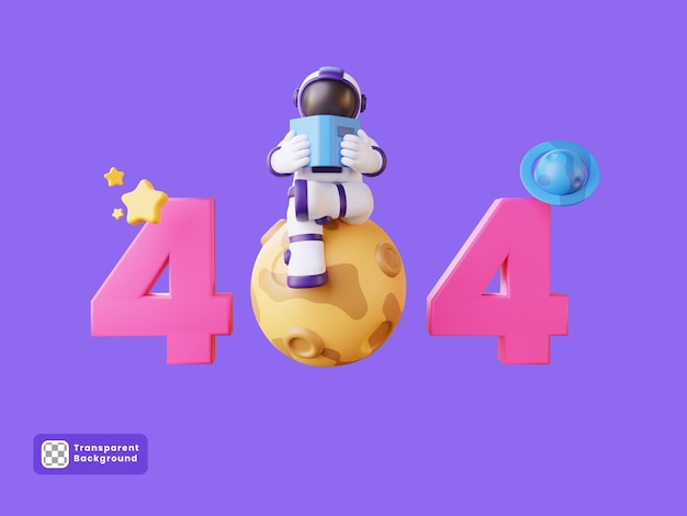 Ilustración 3d de astronauta leyendo un libro 404 concepto no encontrado