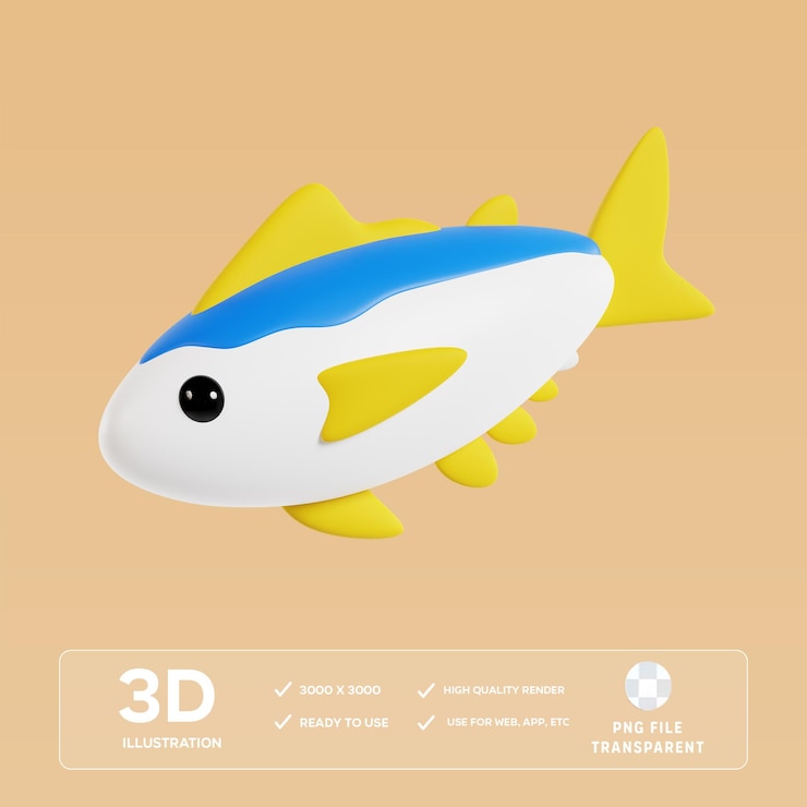 PSD ilustración 3d del atún caballa psd