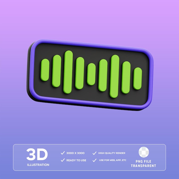 Ilustración en 3D de audio PSD
