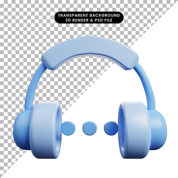 Ilustración 3D de auriculares de concepto de servicio al cliente