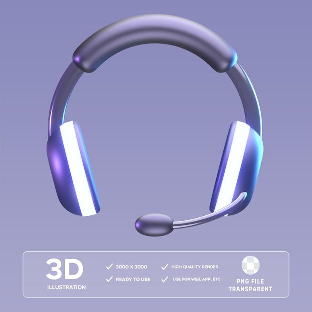 Ilustración 3D de los auriculares de juego PSD