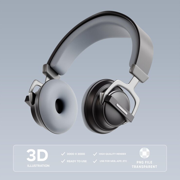Ilustración 3D de los auriculares PSD
