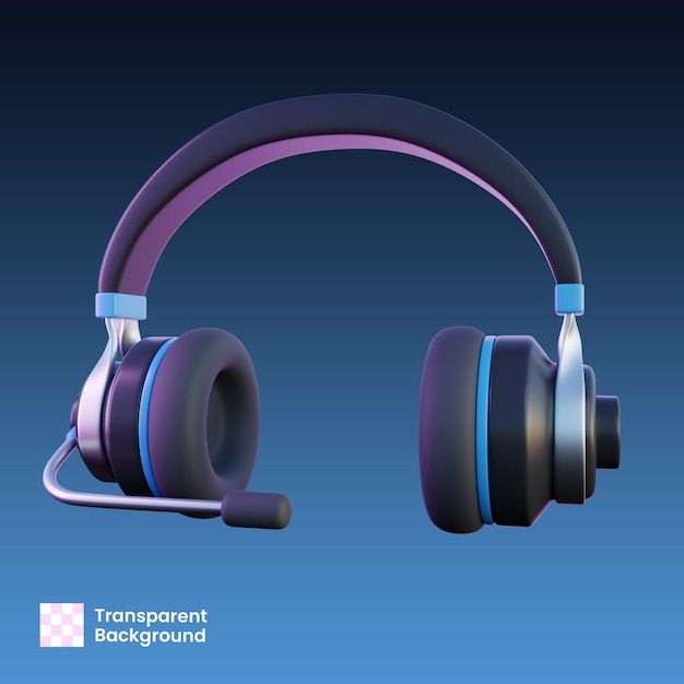 Ilustración 3D de los auriculares del servicio al cliente.