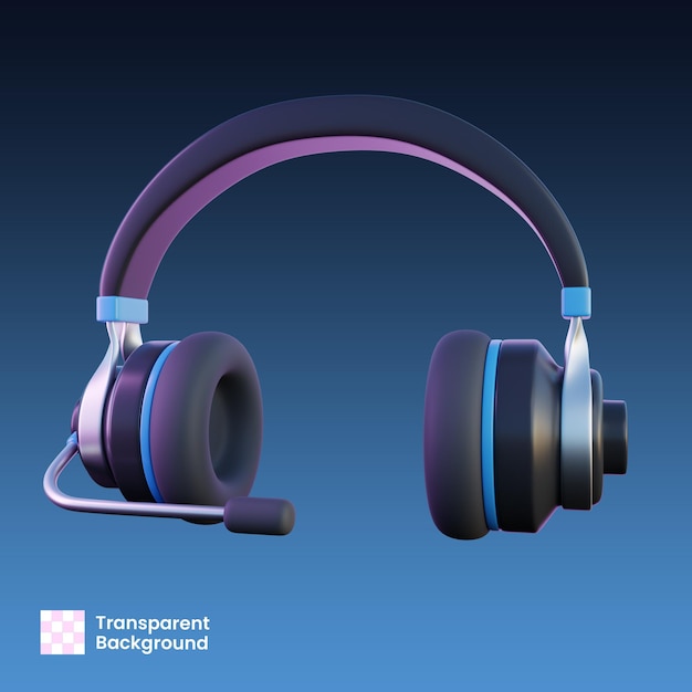 Ilustración 3d de los auriculares del servicio al cliente.