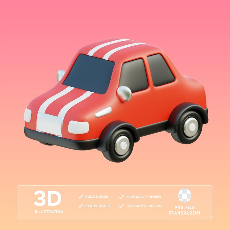 Ilustración 3D del automóvil PSD
