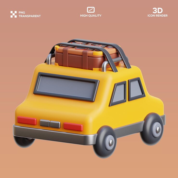 PSD ilustración 3d del automóvil de viaje psd