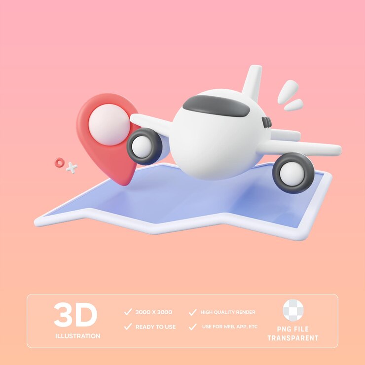 Ilustración 3D del avión PSD en el mapa
