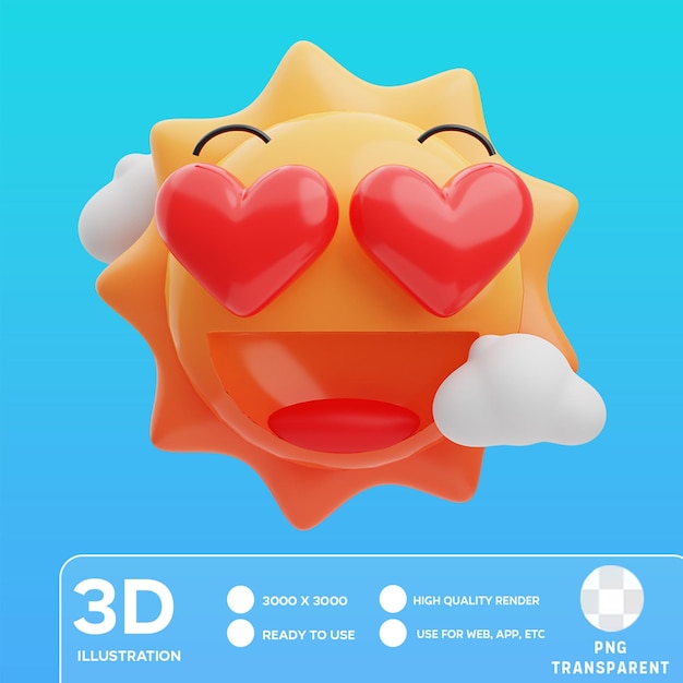 PSD ilustración 3d de awestruck sun para psd