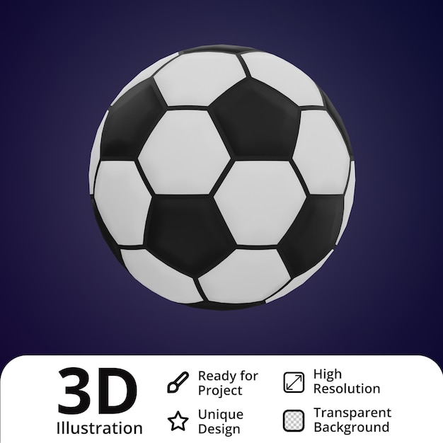 Ilustración 3d de balón de fútbol