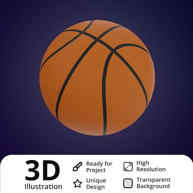 Ilustración 3d de baloncesto